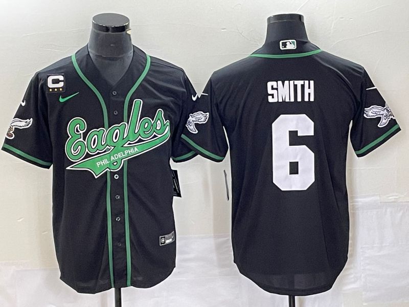 Men Philadelphia Eagles 6 Smith Black Nike 2023 Co Branding Game NFL Jersey style 8